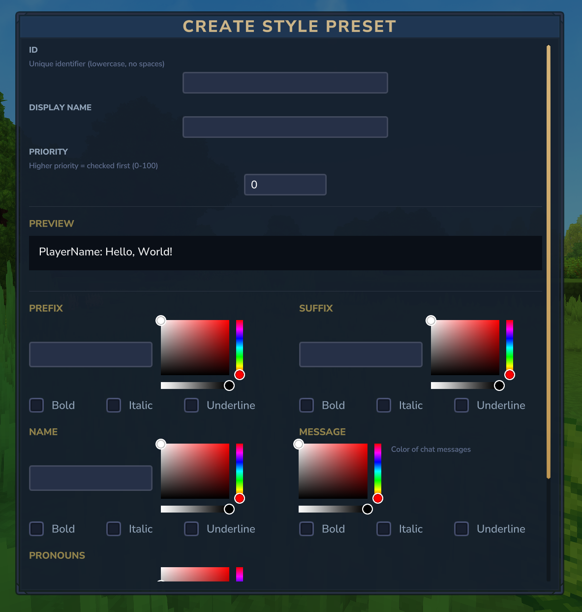 Create Style Preset
