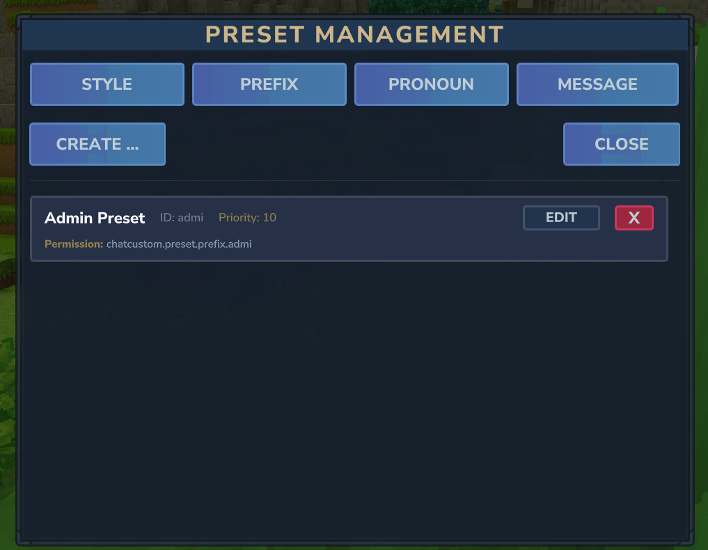 Preset Management UI