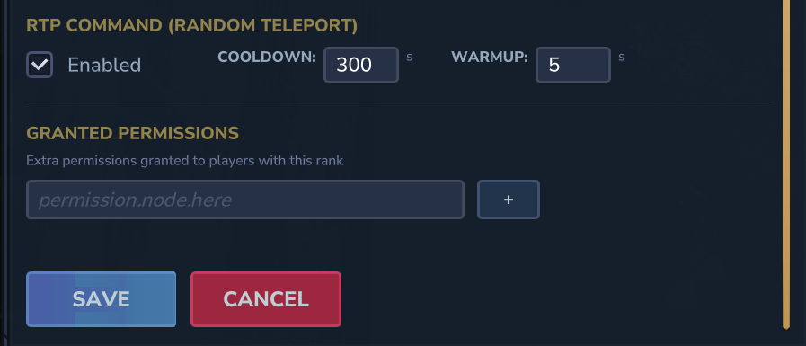 Rank Editor - RTP and Permissions